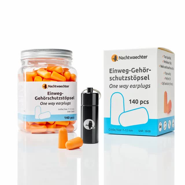Disposable earplugs (140 pieces) including travel container